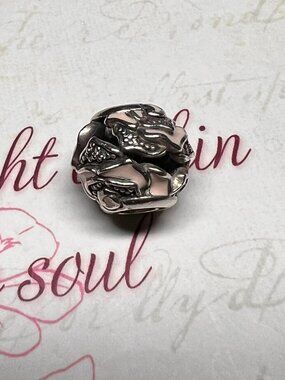 Authentic Pandora Delicate Rose Charm with Pink Enamel #791527EN40